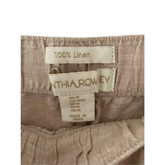 Cynthia Rowley Embroidered Linen Women's Tan Chino Relaxed Fit Preppy Shorts - Picture 3 of 5